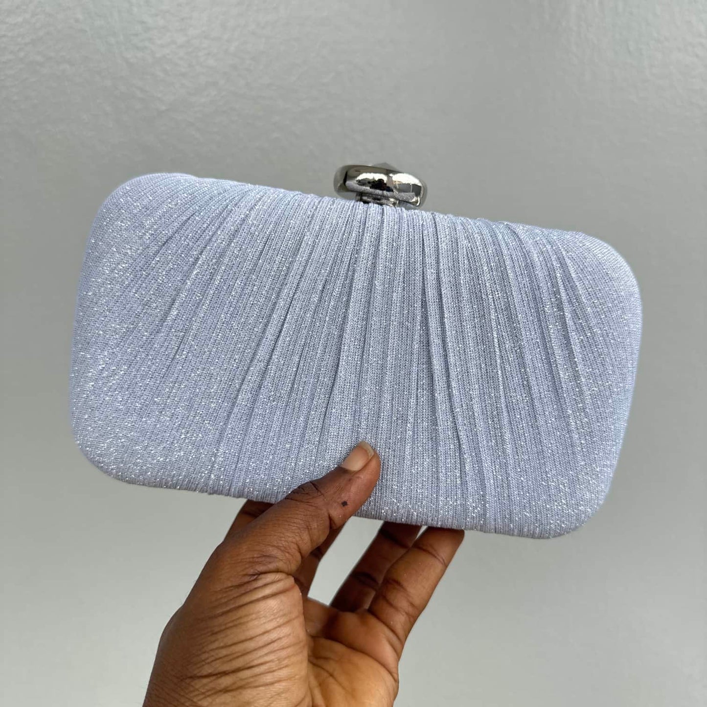 Pleat Detail Fabric Shimmer Clutch Purse