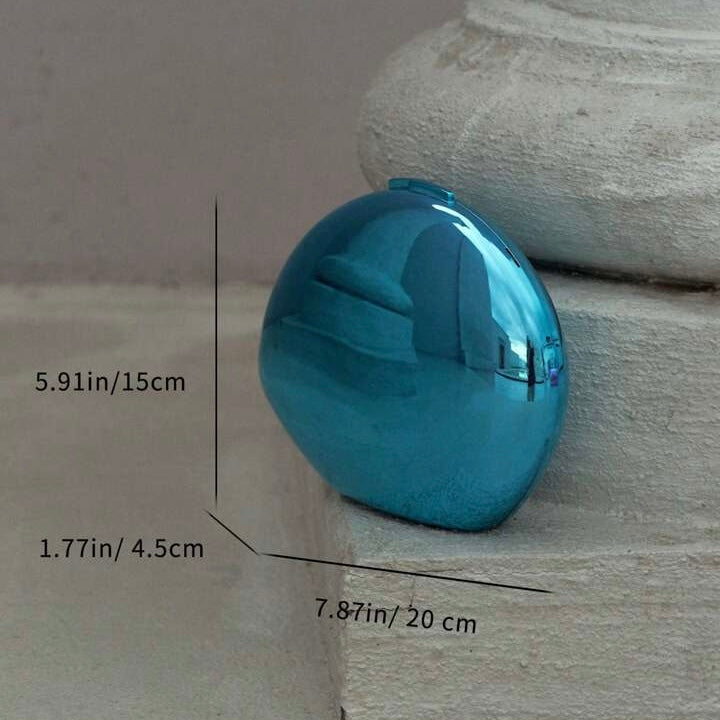 Acrylic Concave Oval Shaped Party Mirror Clutch Purse - Teal