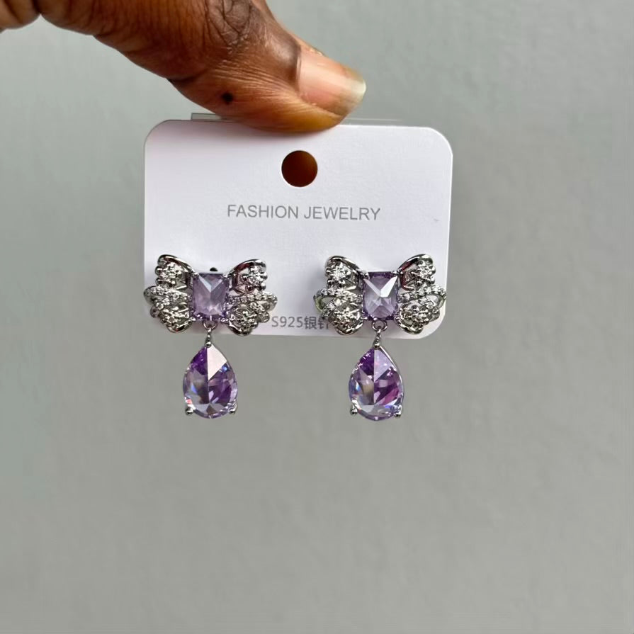 Cute Bow Cubic Zirconia Stud Earrings