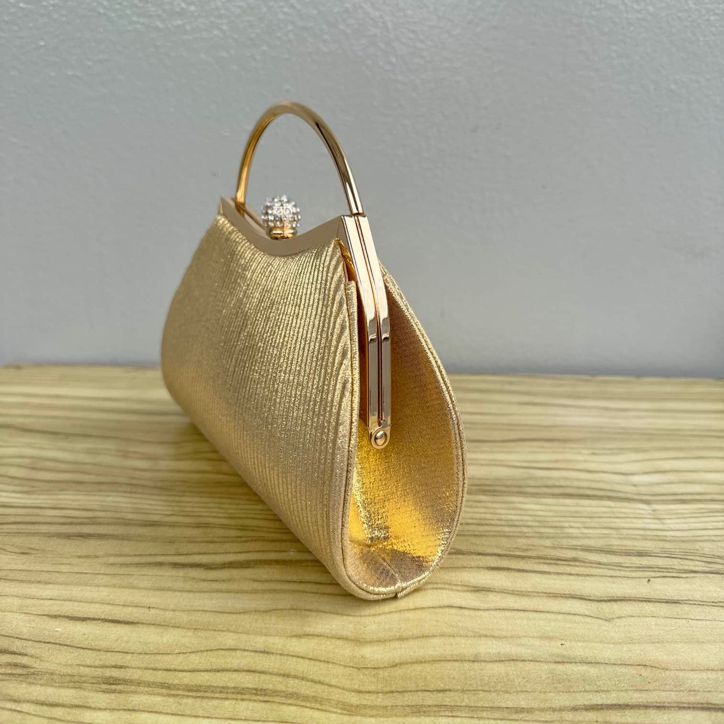 Top Handle Pleat Detail Clutch Bag