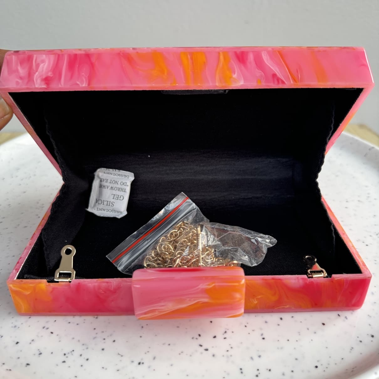 Rectangle Acrylic Clutch Purse - Pink / Orange