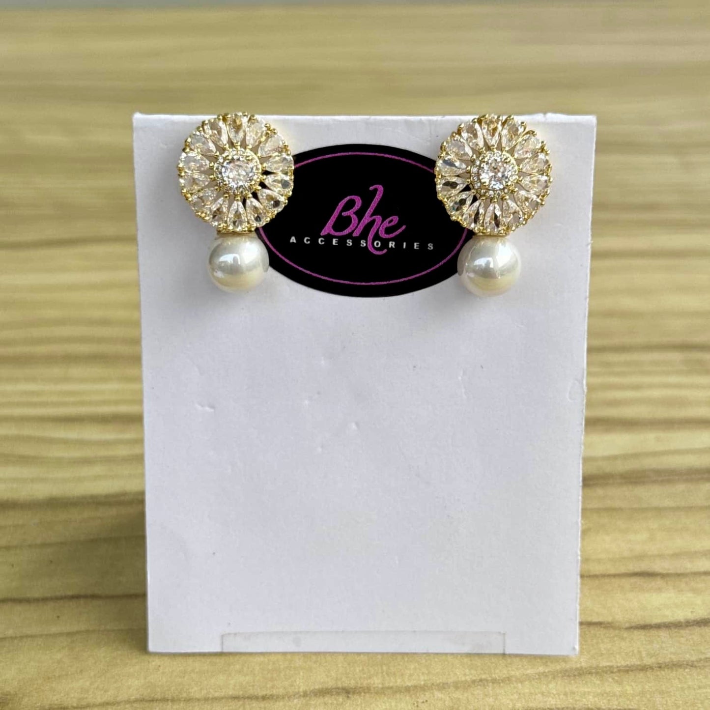 Small Pearl Cubic Zirconia Earrings