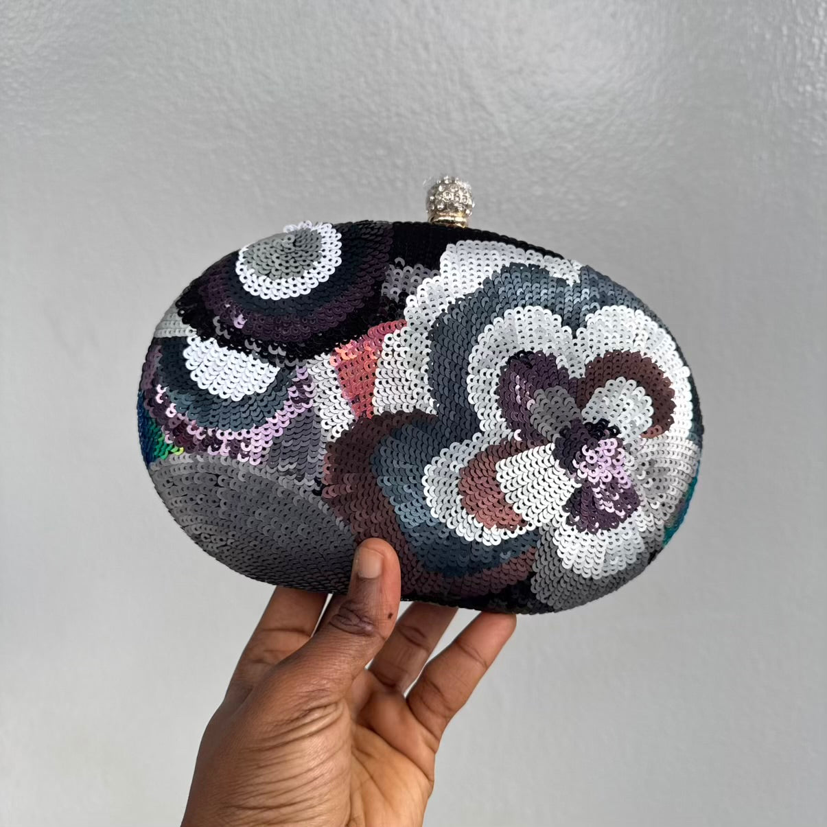 Sequin Clutch Purse with Long & Short Chain Straps