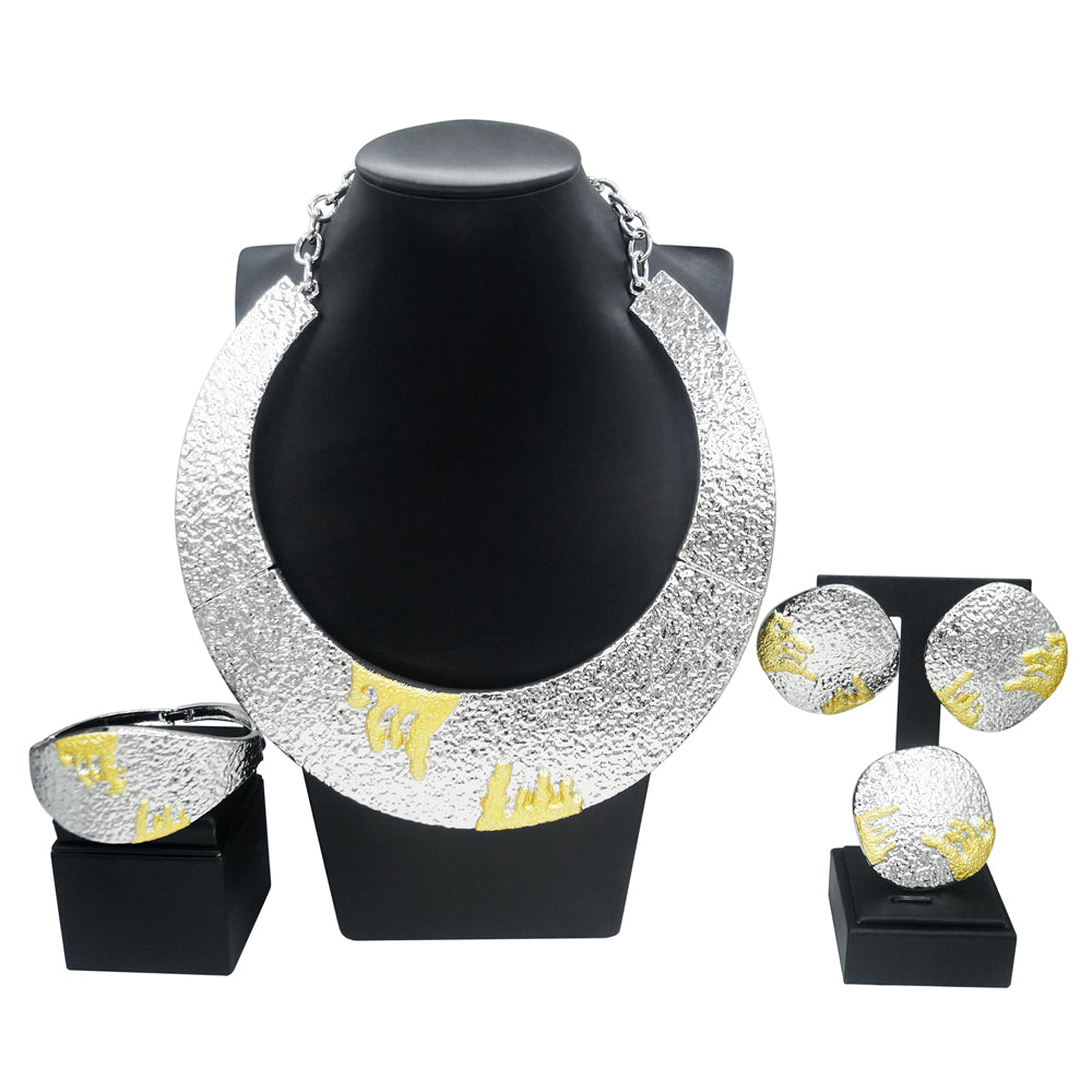 Italian Design Plated Jewelry Set - Silver