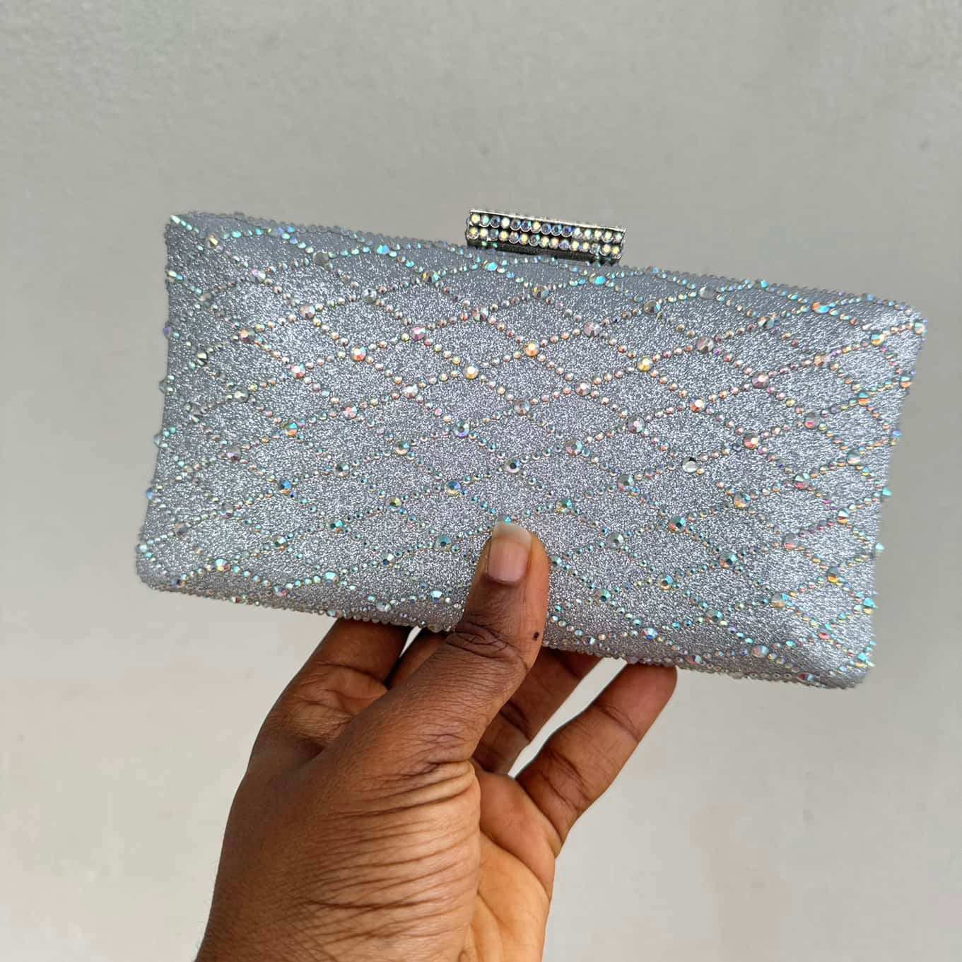 Rhinestone Embellished Shimmer Clutch Purse