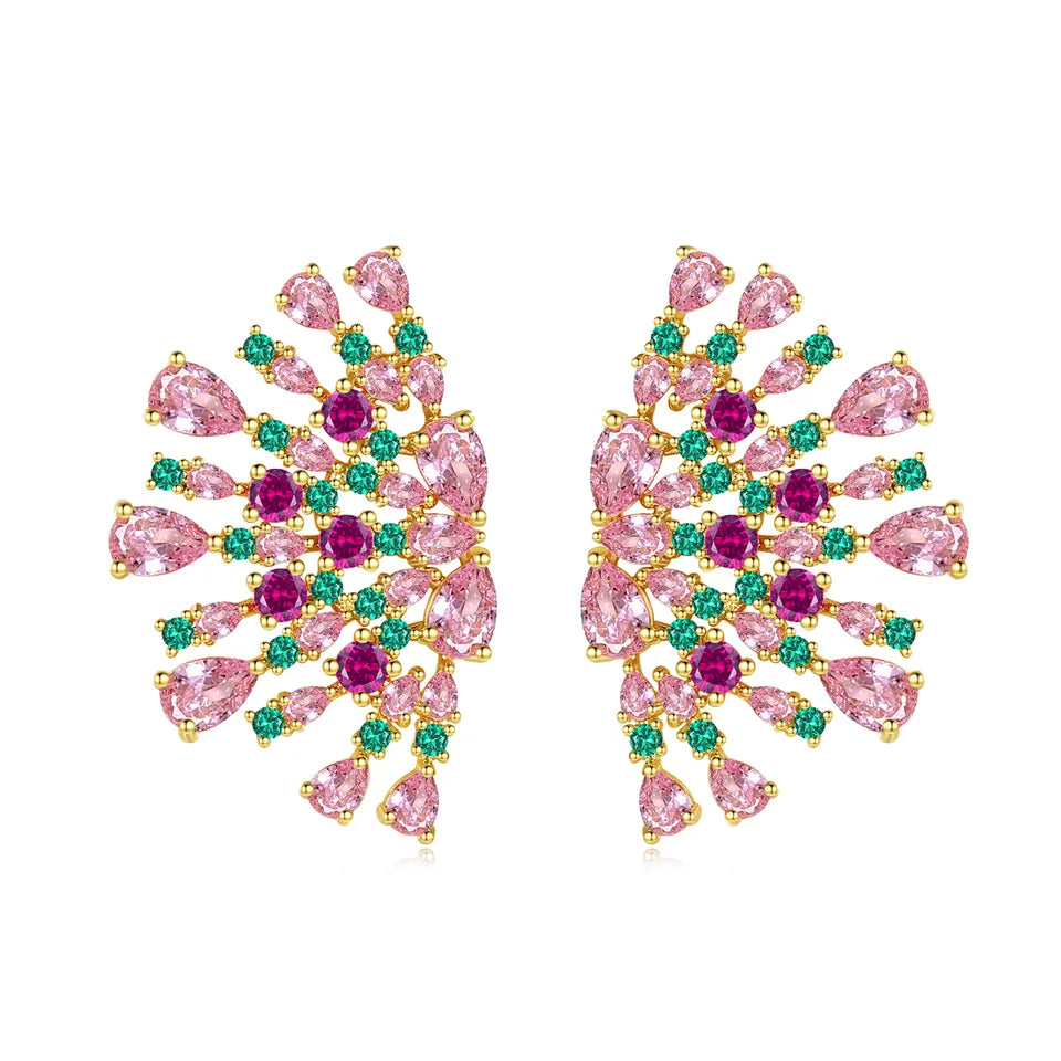 Big Cubic Zirconia Stud Bridal Earrings
