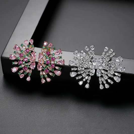 Big Cubic Zirconia Stud Bridal Earrings