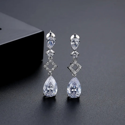 Small Drop Bridal Cubic Zirconia Earring