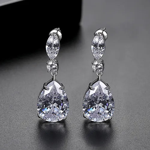 Tear Drop Cubic Zirconia Earring