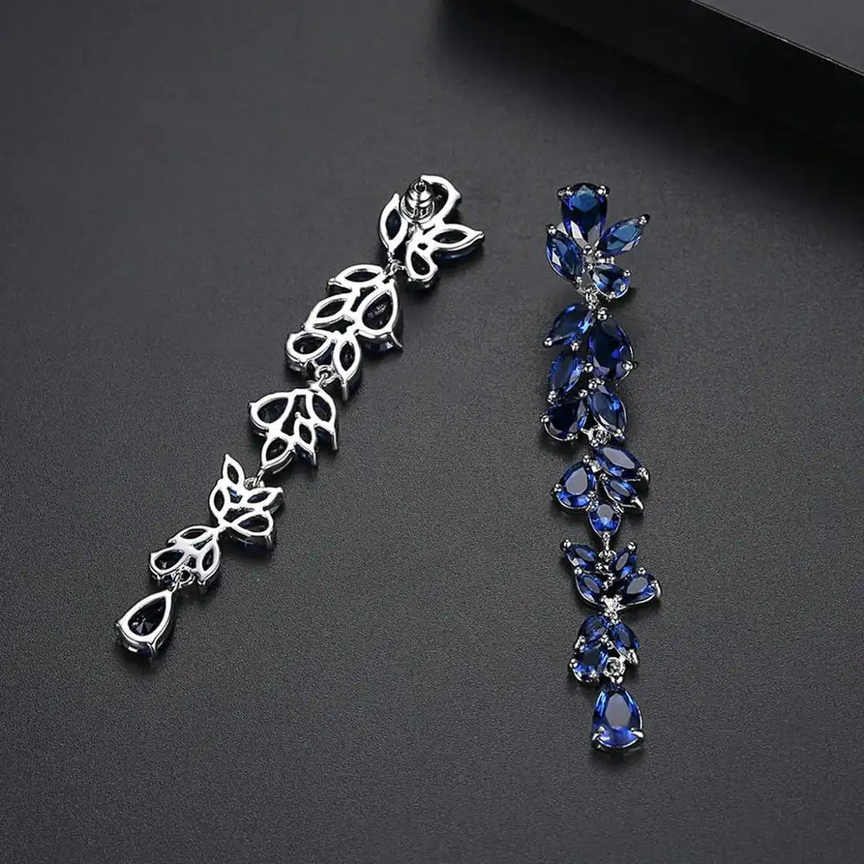 Statement Long Cubic Zirconia Bridal Earrings