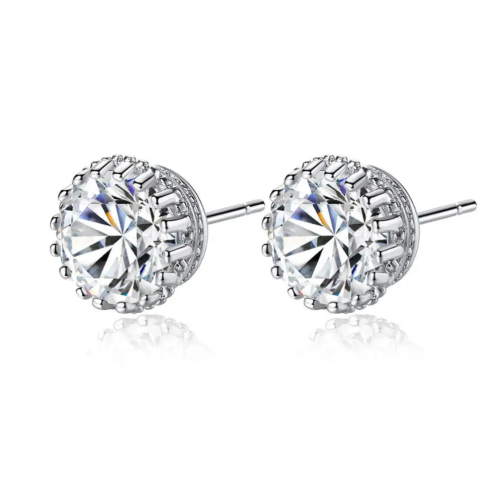 Round 9mm 2ct Top Quality Sparkling Cubic Zirconia Stud Earrings