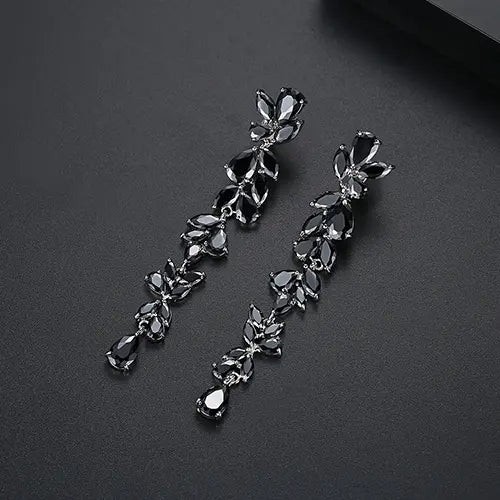 Statement Long Cubic Zirconia Bridal Earrings