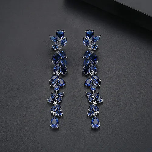 Statement Long Cubic Zirconia Bridal Earrings