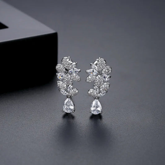 Elegant Small Drop Stud Bridal Earrings