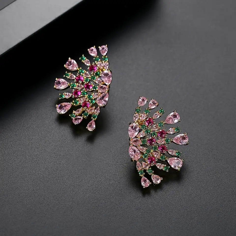 Big Cubic Zirconia Stud Bridal Earrings