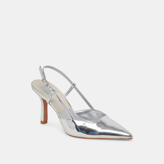 Dolce Vita Kim Patent Mirror Leather Slingback Pointed Toe Mid Heel Shoe