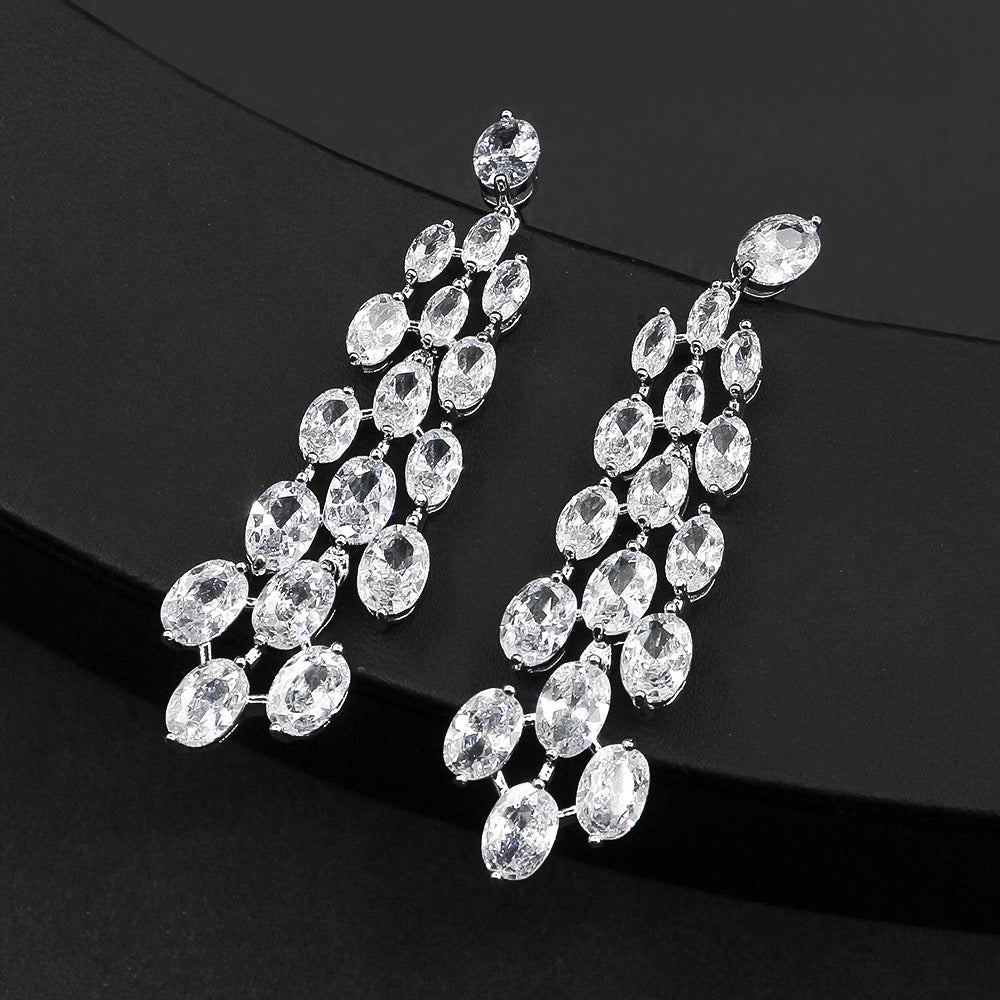 Drop Cubic Zirconia Bridal Earrings