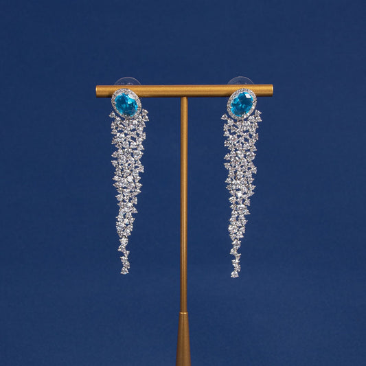 Long Stylish Bridal Party Cubic Zirconia Earrings