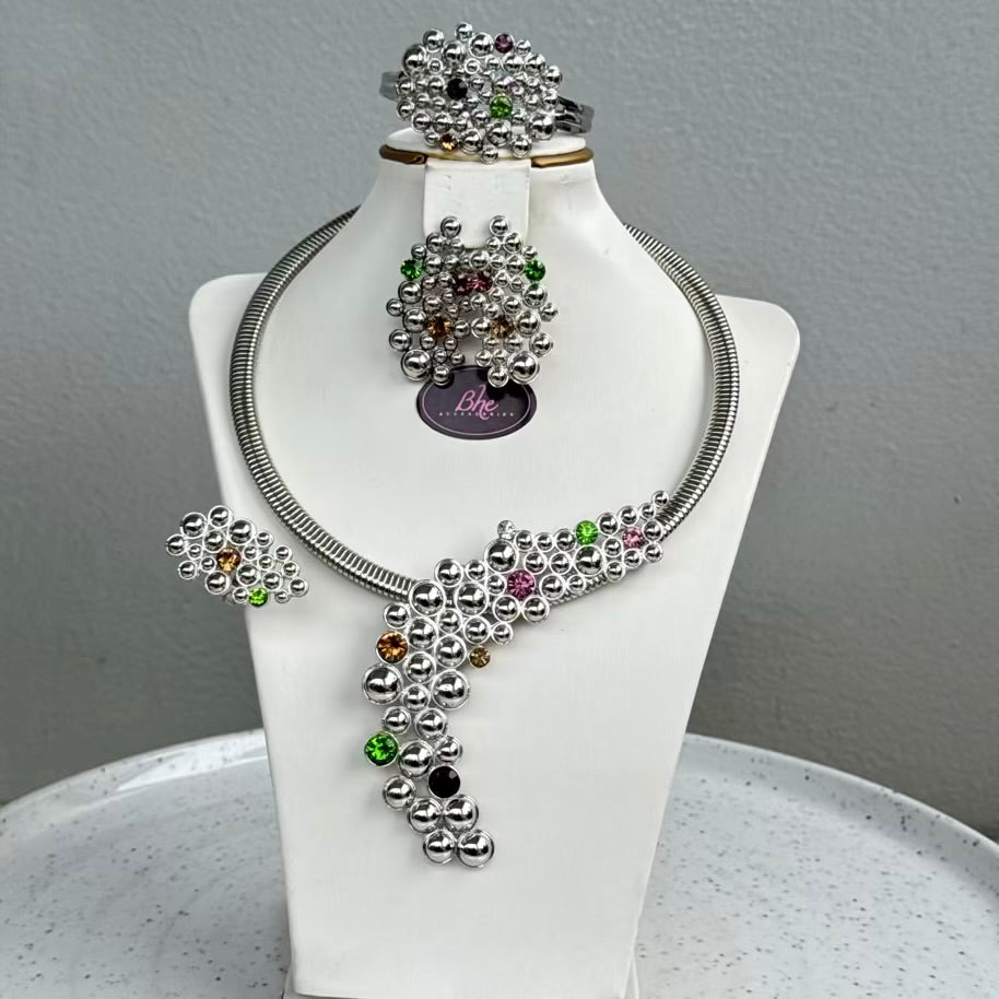 Italian Design Round Plated Jewelry Set - Gold