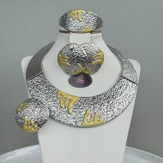 Italian Design Plated Jewelry Set - Silver