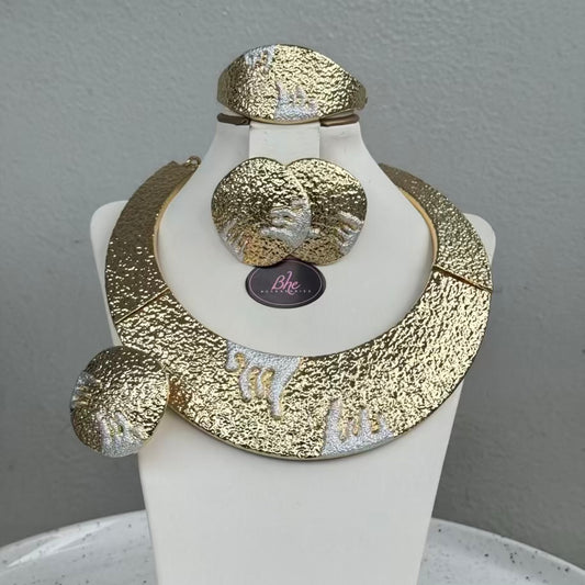 Italian Design Round Plated Jewelry Set - Gold
