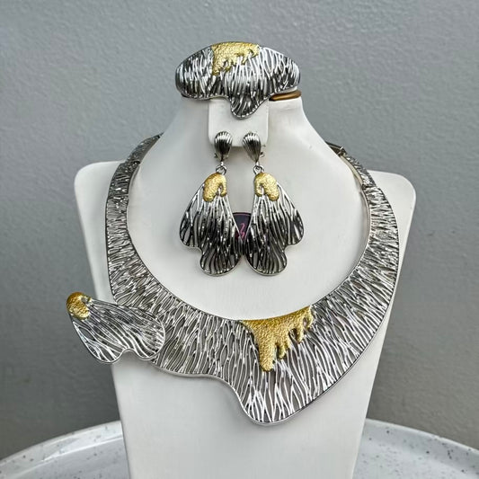 Italian Design Plated Jewelry Set - Silver