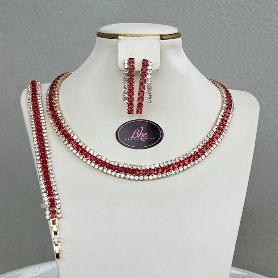 Round Tennis Cubic Zirconia Jewelry Set