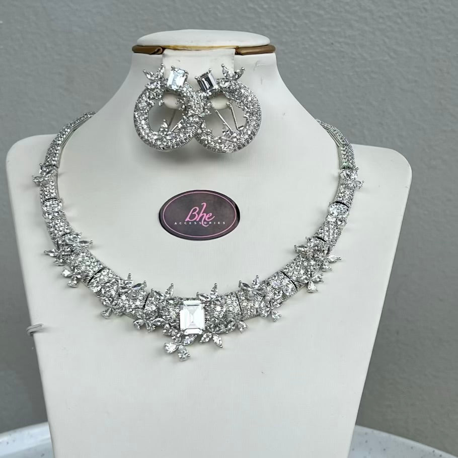 Statement Floral Occasion Cubic Zirconia Jewelry Set