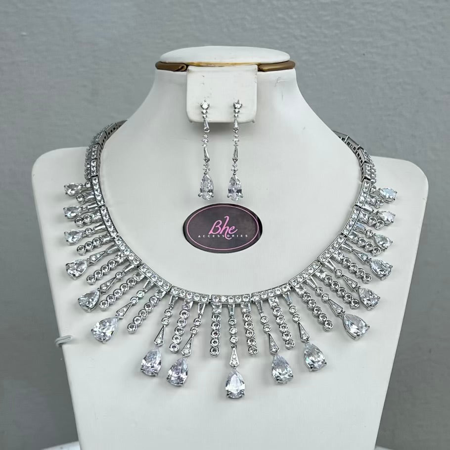 Wide Statement Occasion Cubic Zirconia Jewelry Set