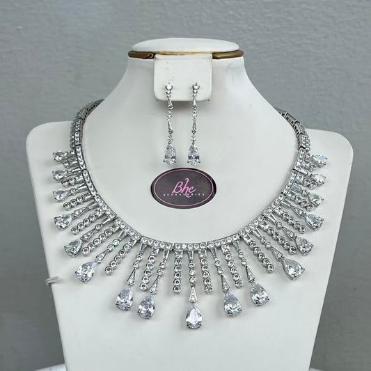 Wide Statement Occasion Cubic Zirconia Jewelry Set