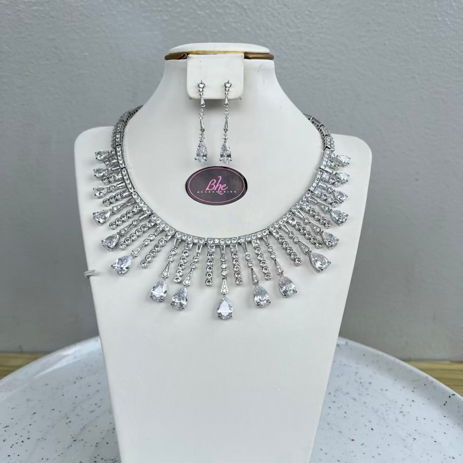 Wide Statement Occasion Cubic Zirconia Jewelry Set