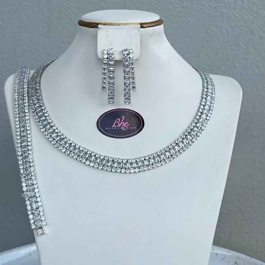 Round Tennis Cubic Zirconia Jewelry Set