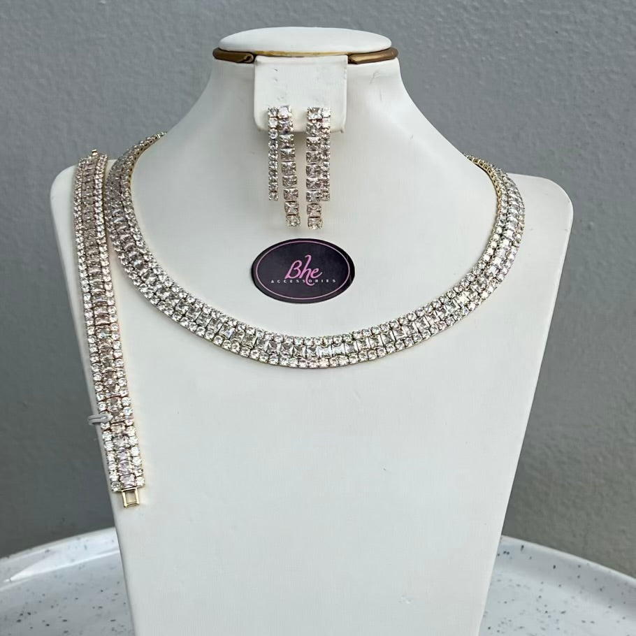 Round Tennis Cubic Zirconia Jewelry Set