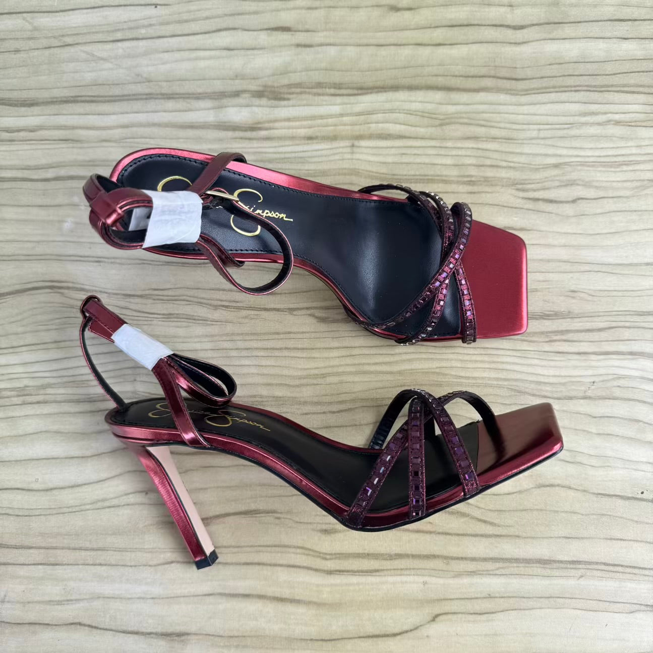 Cross Strap Embellished Stiletto Heeled Sandals