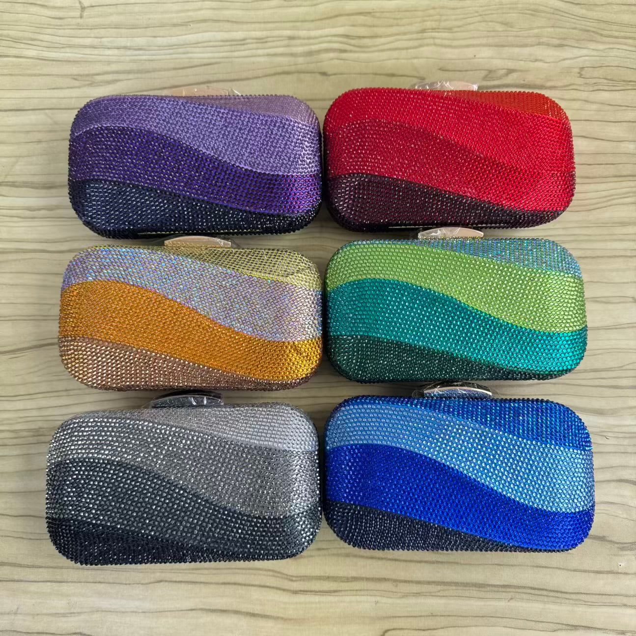 Ombre Fully Embellished Crystal Clutch Purse