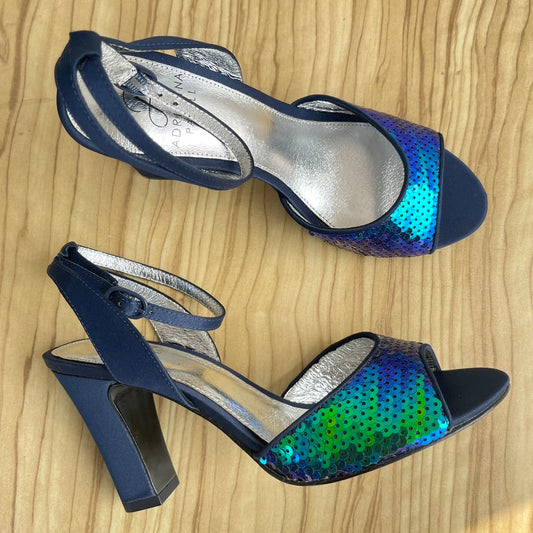 Adrianna Papell Astrid Peacock Block Heel Sandal - Size 37