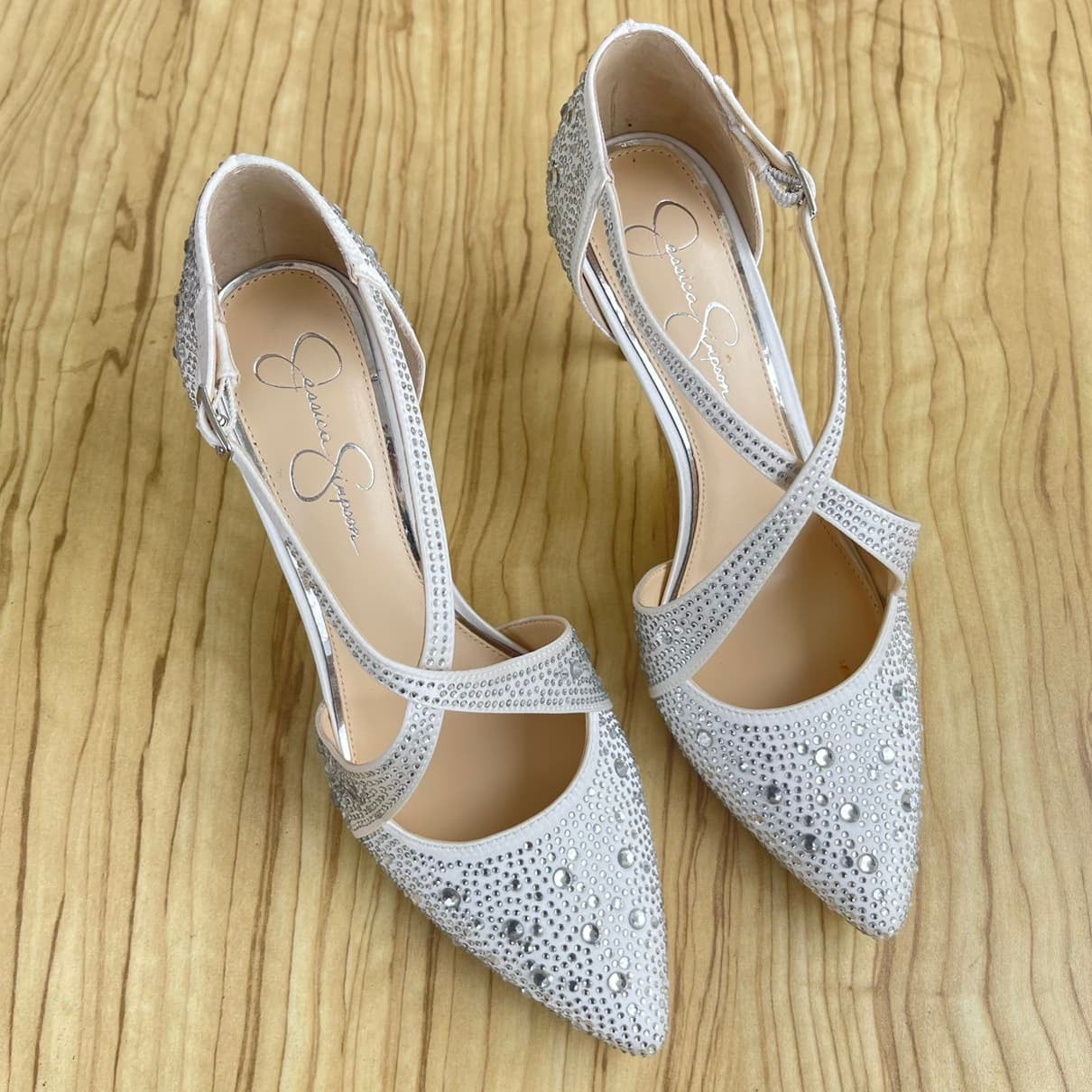 Bridal Embellished Cross Strap Pointed Toe Embellished Shoes