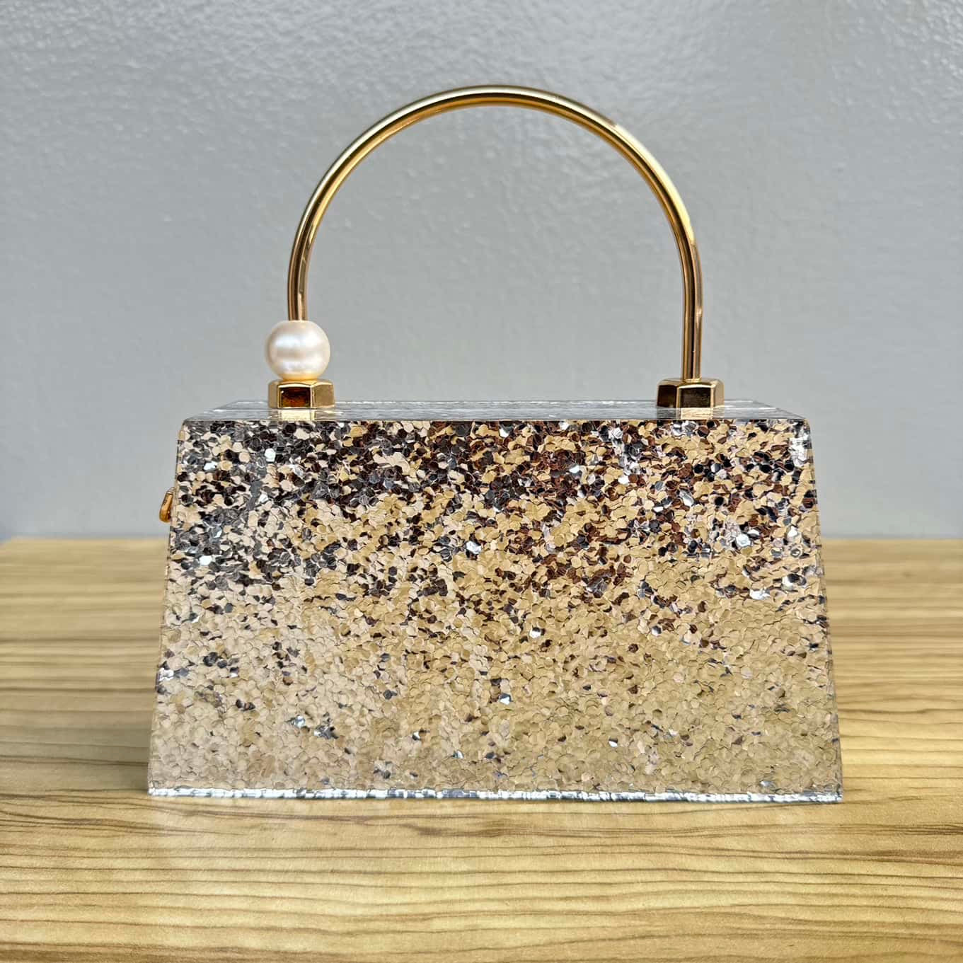 Top Handle Acrylic Confetti Clutch Purse