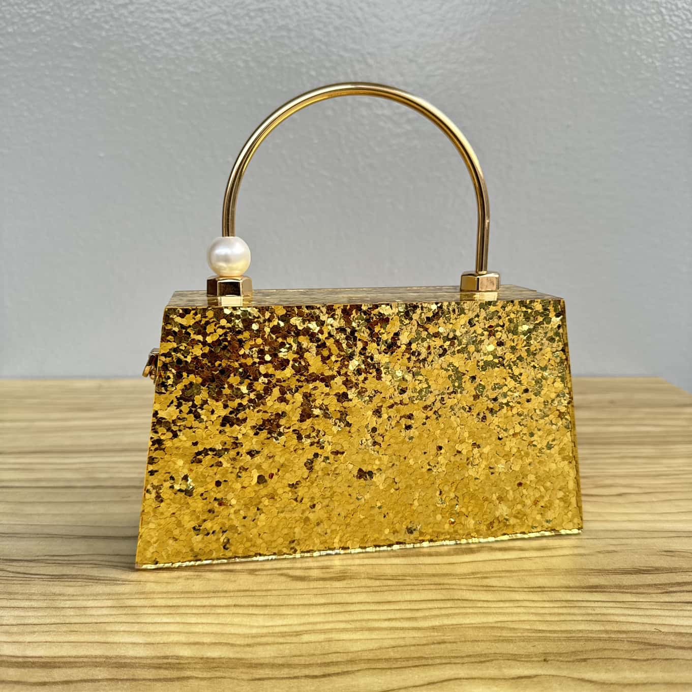 Top Handle Acrylic Confetti Clutch Purse