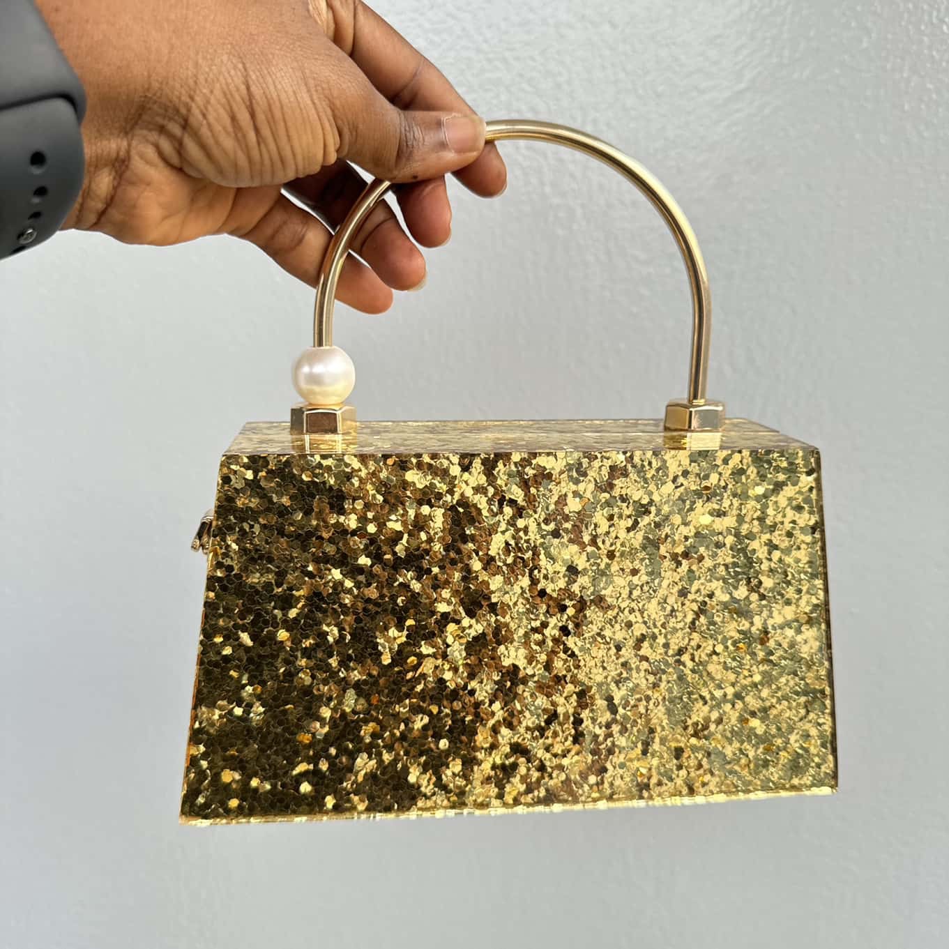 Top Handle Acrylic Confetti Clutch Purse