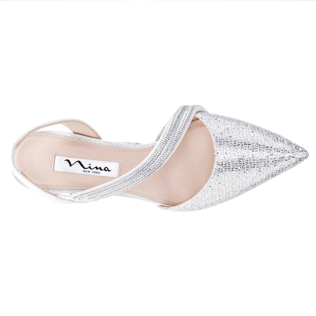 Nina Tansy Womens Slingback Mid Heel Shoe - Silver