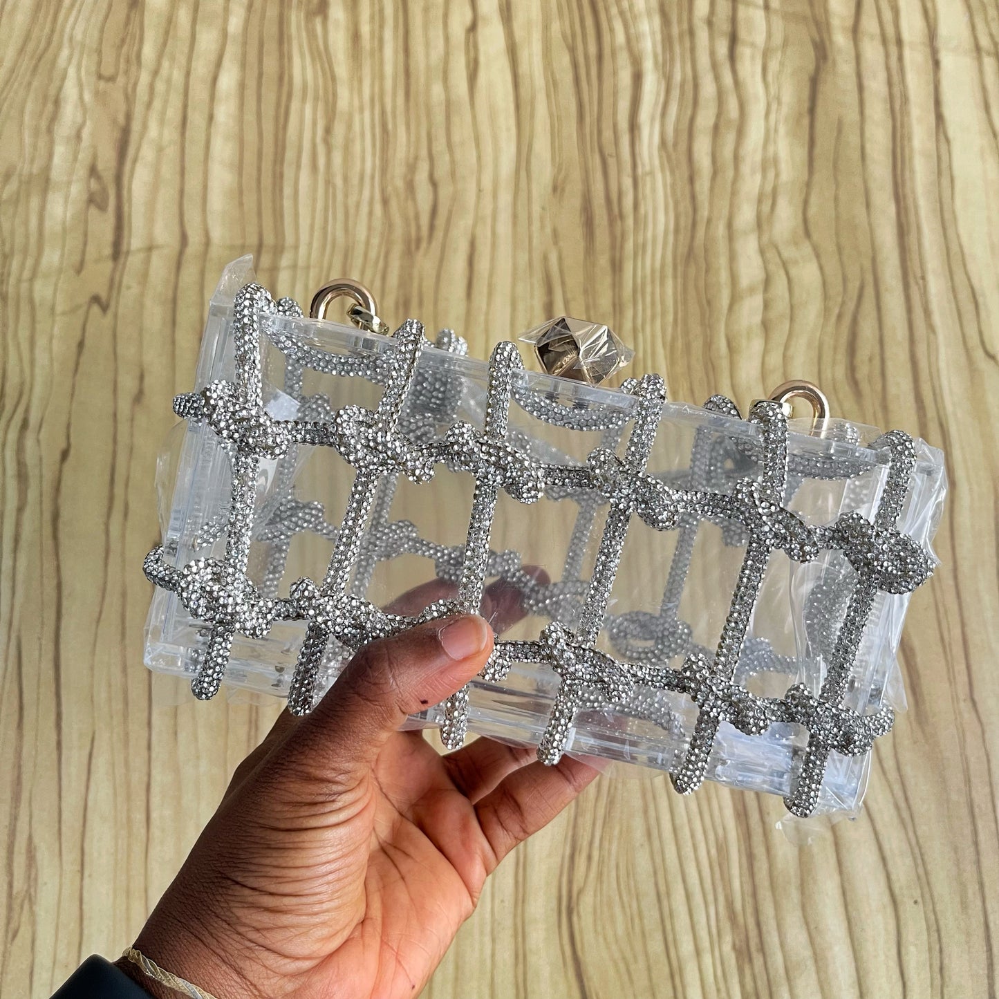 Crystal Knot Transparent Clutch