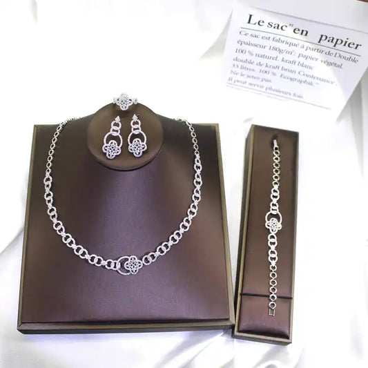 Simple Cubic Zirconia Complete Round Jewelry Set