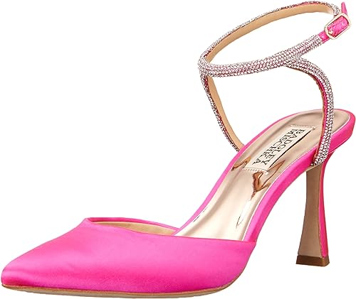 Badgley Mischka Kamilah Ankle Strap Mid Heels - Bright Pink