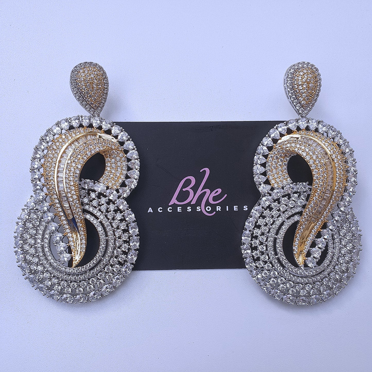 Statement Size Lightweight Cubic Zirconia Earrings - Bhe Accessories