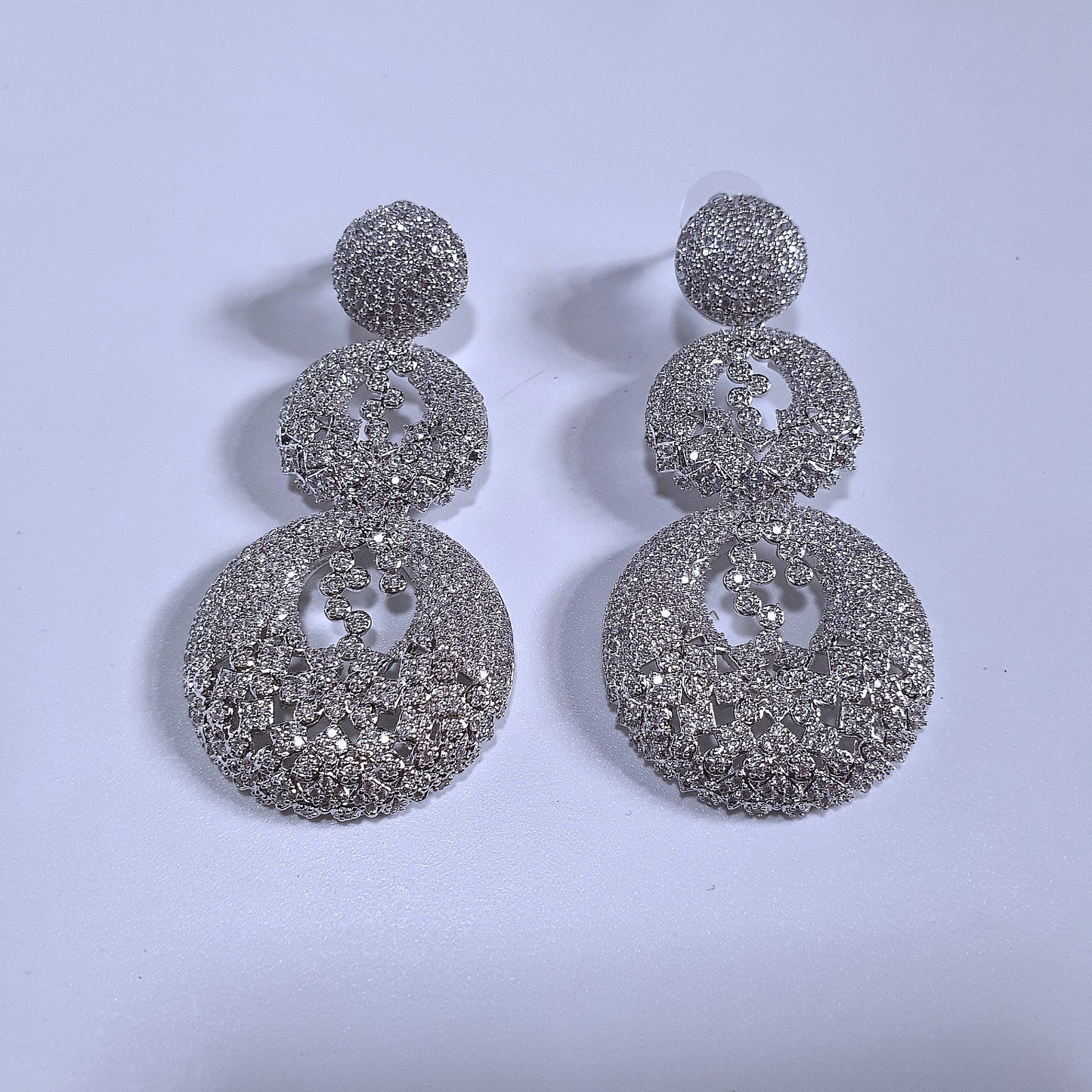 Unique Design Silver Cubic Zirconia Earrings - Bhe Accessories
