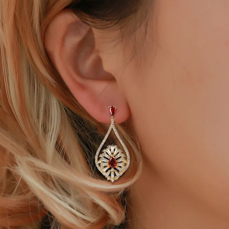 Small Delicate Tear Drop Cubic Zirconia Earrings