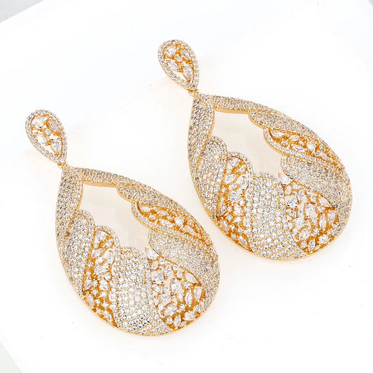 Statement Size Cubic Zirconia Drop Earrings