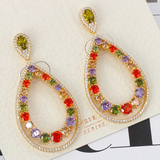 Tear Drop Cubic Zirconia Bridal Earrings