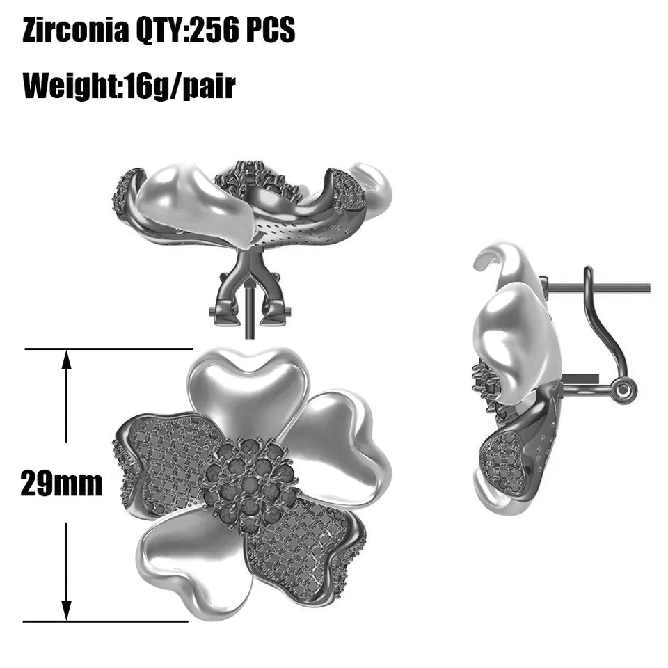Enamel Cubic Zirconia Stud Earrings